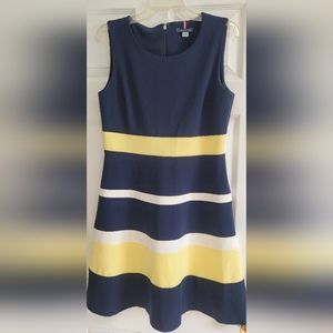 Tommy Hilfiger Blue and yellow flattering  dress, size 12